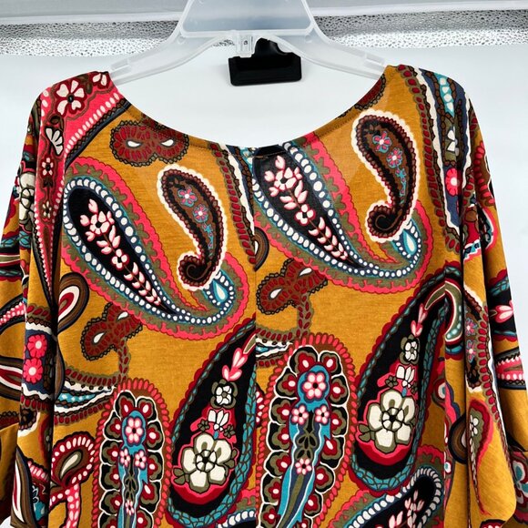 Honeyme Womens Paisley Pullover Top Short Sleeve Colorful Size Small - Picture 6 of 9